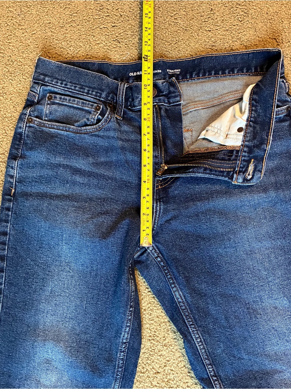 Old Navy Men's Dark Blue Straight Leg Denim Jeans Size 32x30 Built in Flex Pants - Picture 5 of 11